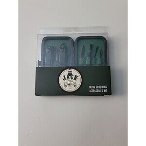 Jack The Barber Men’s Grooming Accessories Kit 7pc W / Hard Case Black & Green
